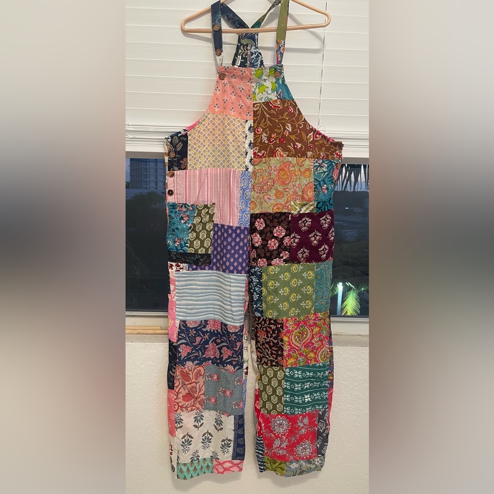 Kathmandu Imports Colorful Bohemian Patchwork Harem Jumpsuit Size OS NWT - Picture 6 of 14